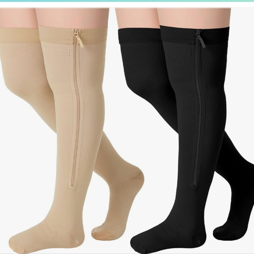 2 Pack Support Stockings Hose with Zippers